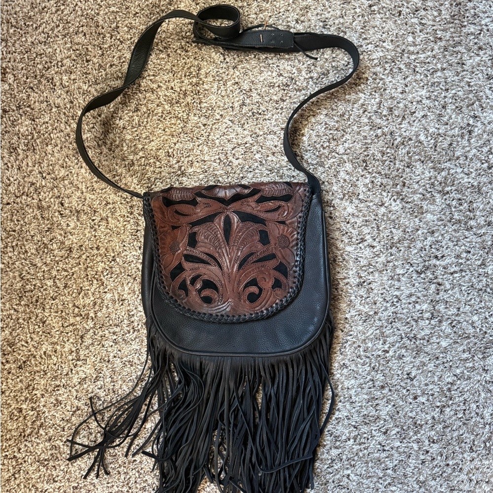 Black and Brown real Leather Bag